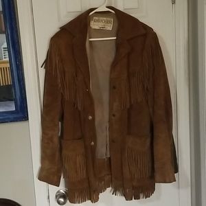Vintage suede leather fringed jacket